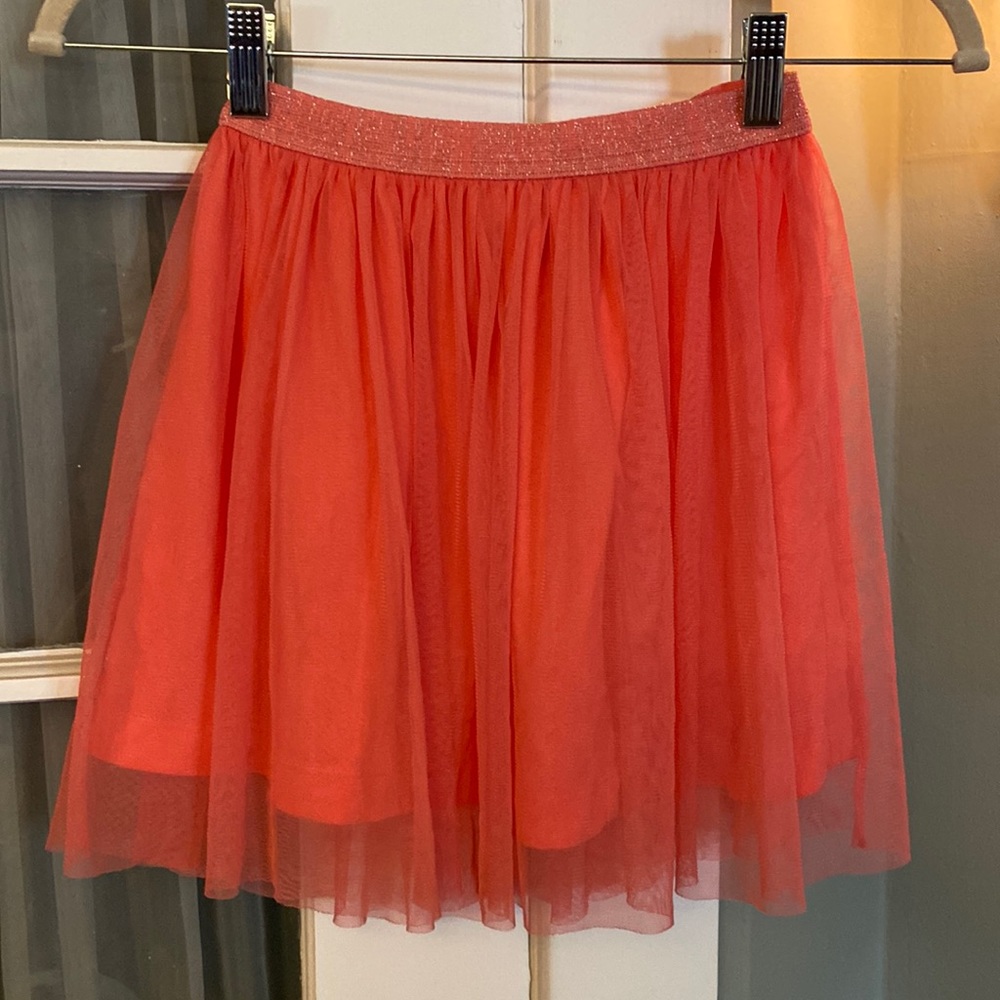 Spotted Zebra Medium 7/8 Peach Sparkle Banded Layered Skirt